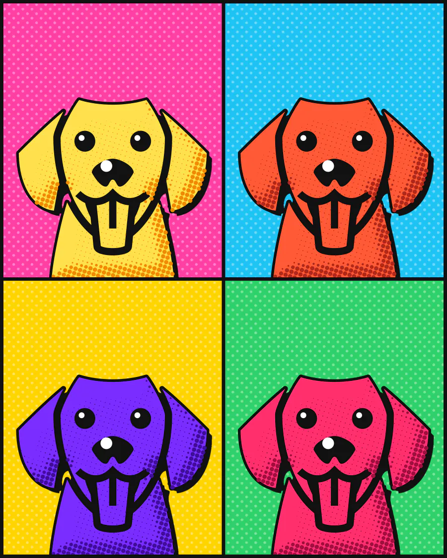 Sample bright pop art pet portrait
